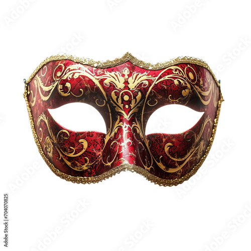 Red and Gold Mask on White Background
