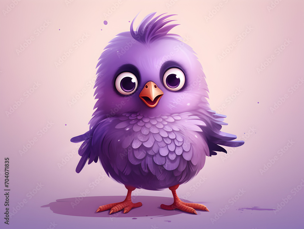 Illustration of a purple cute little bird Illustration of a purple cute little bird