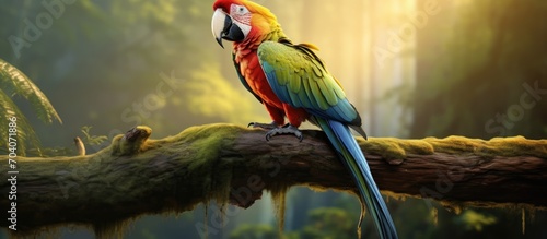 A parrot perched on a trunk. photo