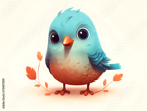 Illustration of a turquoise cute little bird