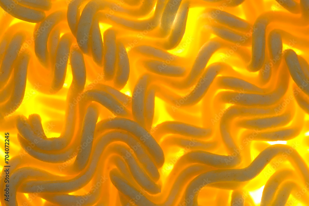 Fototapeta premium Macro background dry instant noodles.