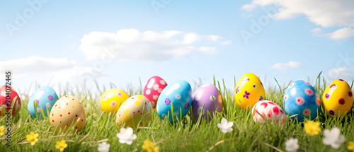 Easter eggs on grass