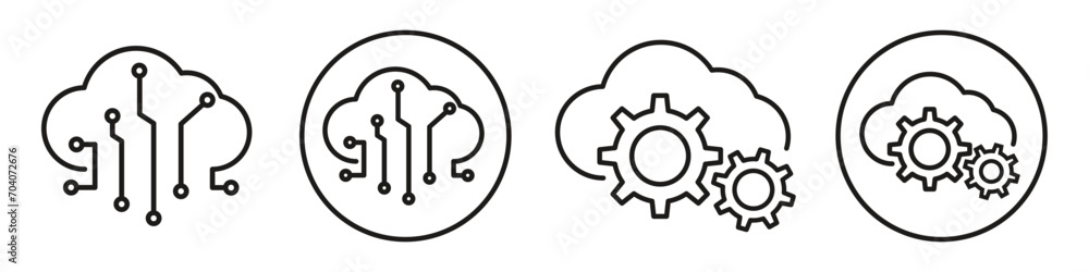 SaaS symbol Icon vector set collection of cloud computing server database of digital technology. Sign of processor of system to access hosting through software with secure platform information service SaaS symbol Icon vector set collection of cloud computing server database of digital technology. Sign of processor of system to access hosting through software with secure platform information service
