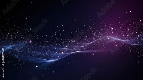 Interstellar space with glowing purple and blue particles