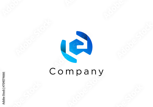 modern letter E abstract logo template, colorful, letter e logo for technology brand identity symbol mark design photo