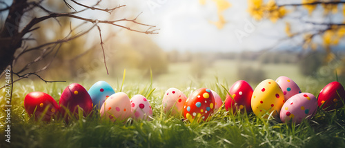 Easter eggs in grass