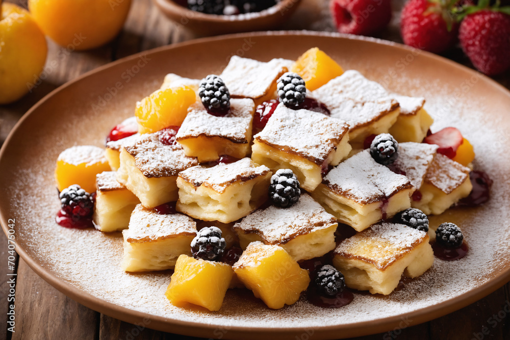 Kaiserschmarrn, Austria's shredded pancake delight. Fluffy, sweet, and iconic. Elevate your dessert experience with this traditional treat. Kaiserschmarrn, Austria's shredded pancake delight. Fluffy, sweet, and iconic. Elevate your dessert experience with this traditional treat.