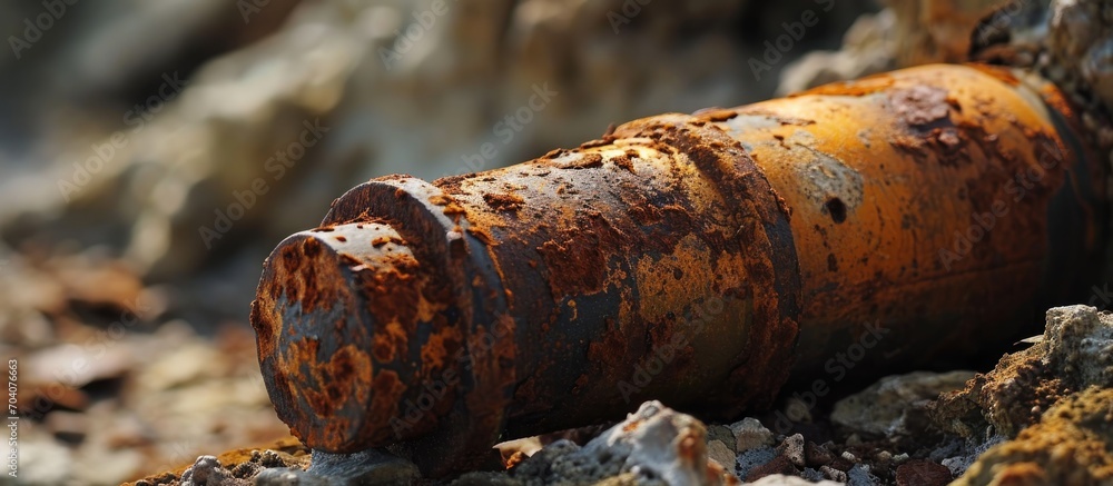 Fototapeta premium Old, rusted World War II artillery ammunition shell.