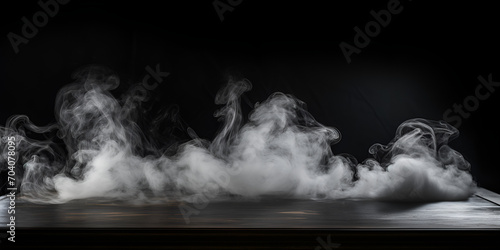 Concrete floor with smoke on a dark background scary Halloween background concept 