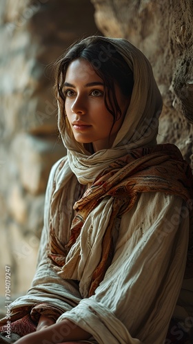 Arab Woman with Austere Clothes in Biblical Times