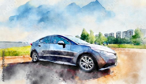 nizhny novgorod russia july 21 2013 auto show sport car watercolor background