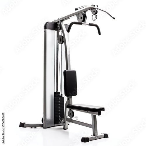 Gym exercise equipment Lat Pulldown Machine on a white background