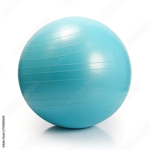 Blue gym Fitness stability ball on a white background.