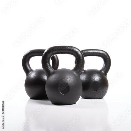 Cast Iron Kettlebells Enamel Coated Available in Different Weights on a white background.