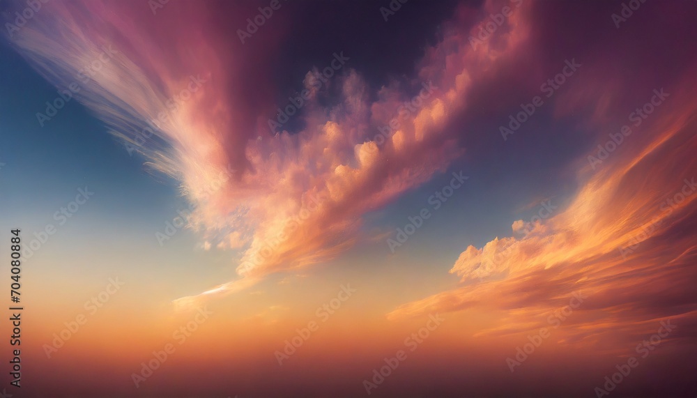 aesthetic cosmic dusk warm color gradient abstract cloudscape - obrazy, fototapety, plakaty 