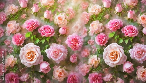flowers wall background with amazing roses © William