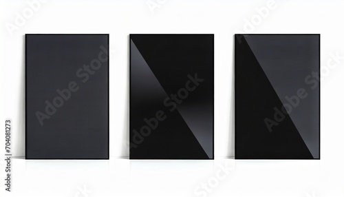 three black posters isolated on a white background