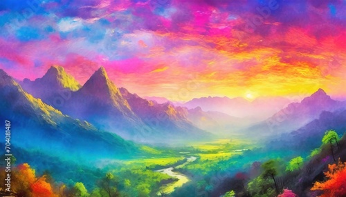 abstract painting with vibrant colors fantasy concept illustration painting © William