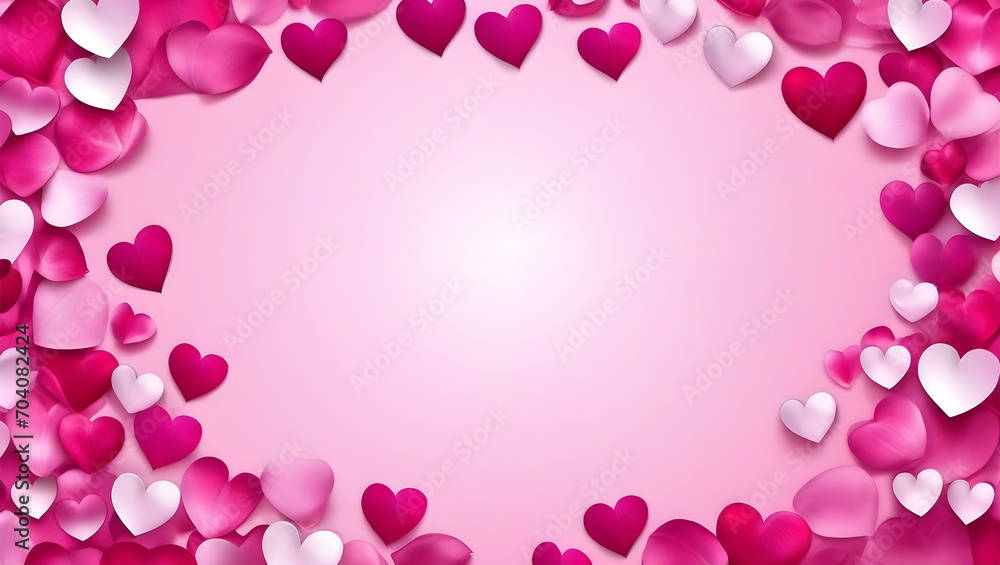 Lovely Valentine background adorned with pink heart-shaped petals