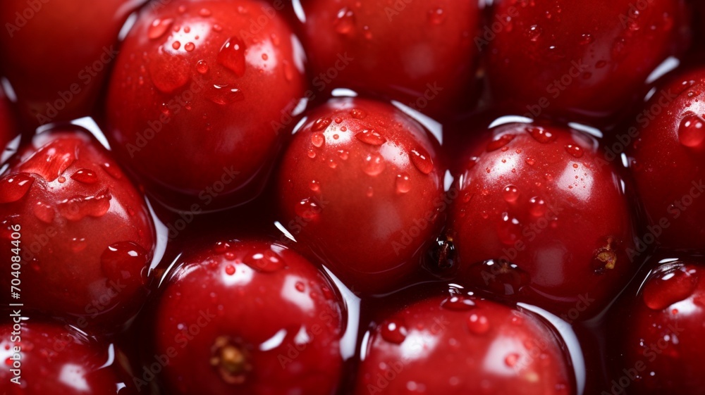 A macro shot of a single cranberry, showcasing its intricate surface patterns -Generative Ai A macro shot of a single cranberry, showcasing its intricate surface patterns -Generative Ai