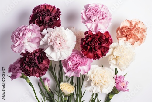 Carnations fresh flowers on a white background