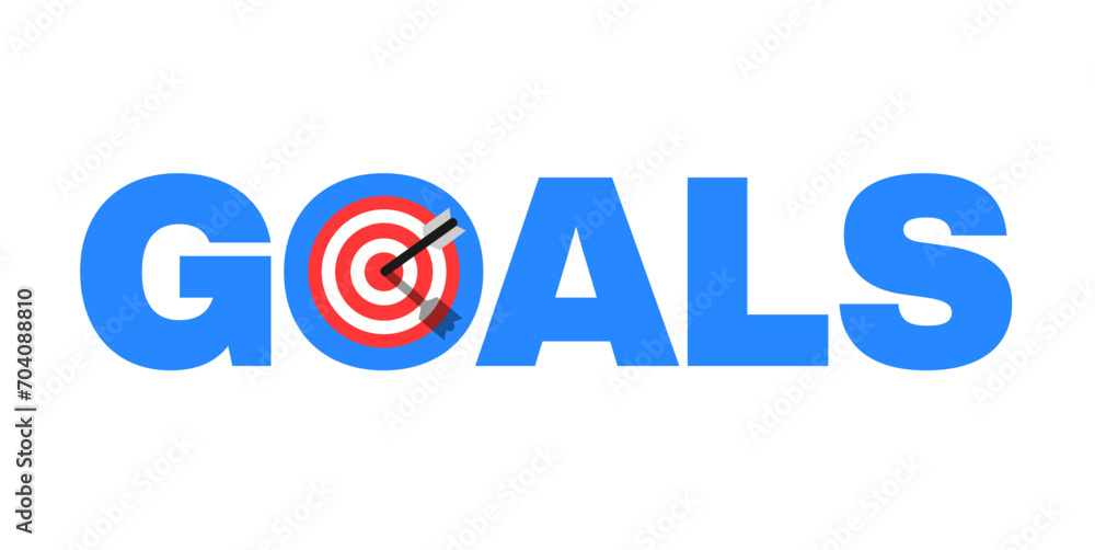 Text with target and arrow - to achieve, complete and accomplish aim, goal and objective. Vector illustration isolated on white. Text with target and arrow - to achieve, complete and accomplish aim, goal and objective. Vector illustration isolated on white.