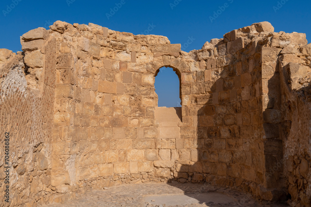 The ruins of the Byzantine Church on Masada in the Judean Desert in Israel.
