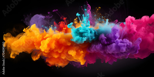 Colorful smoke isolated on black background Abstract art Background