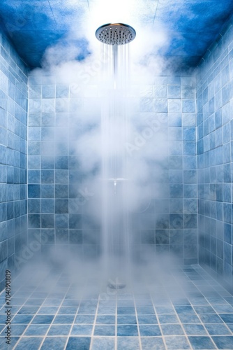 Tranquil Blues Below a Mistful Shower Embrace photo