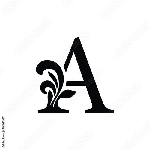 letter A. flower letters. Vintage ornament initial Alphabet. Logo vector	
