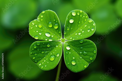Macro photography highlights the exquisite patterns and verdant richness of a clover leaf, serving as a splendid representation of the natural allure associated with St. Patrick's Day