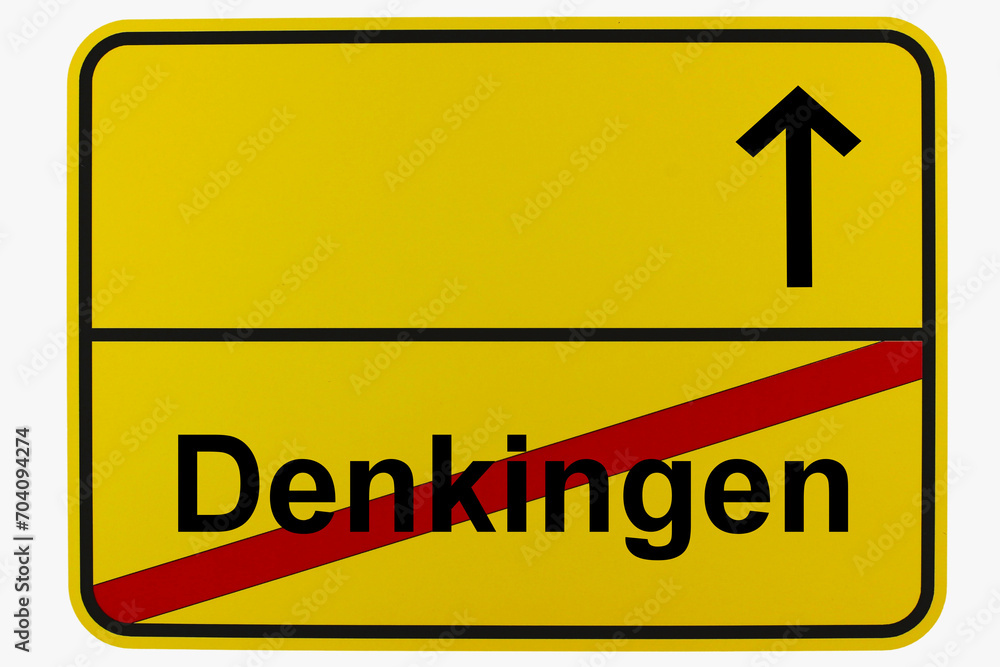 Illustration eines Ortsausgangsschildes von Denkingen in Baden-Württemberg Illustration eines Ortsausgangsschildes von Denkingen in Baden-Württemberg
