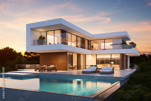 Modern luxury house with pool © duyina1990