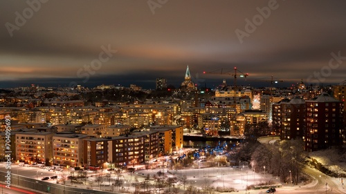 Winter view of Södermalm and Hammarby Sjöstad in Stockholm, Sweden photo