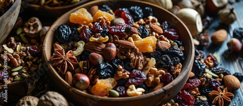 Mix of dried fruit and nutcracker photo