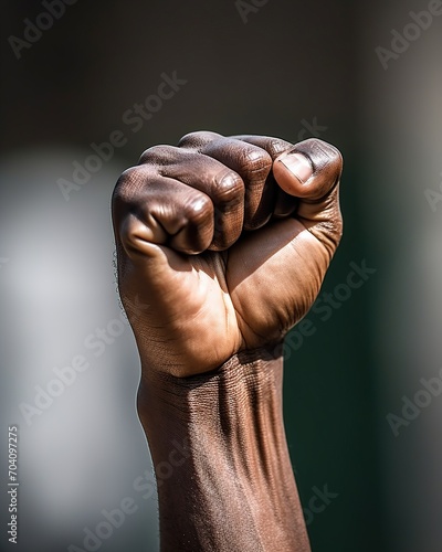 Close up of a hand of a black African American man with a clenched fist © Obsidian