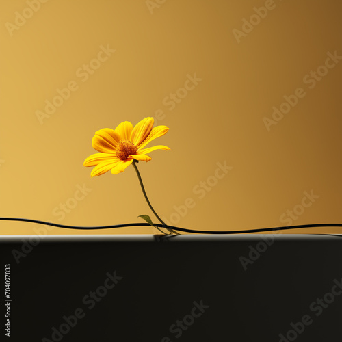 Yellow flower comes out of the ground