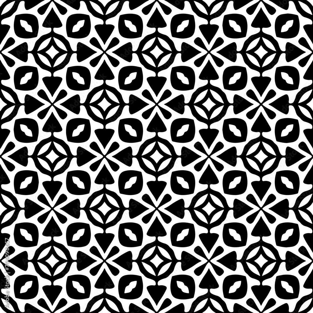 Monochrome pattern, Abstract texture for fabric print, card, table cloth, furniture, banner, cover, invitation, decoration, wrapping.seamless repeating pattern.Black and white color.