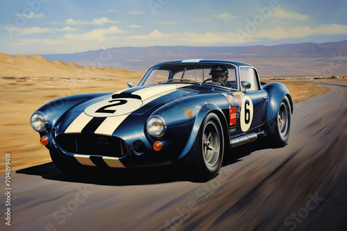 Velocity Unleashed, The Dynamic Symphony of a Speeding Shelby Cobra on a Boundless road Created With Generative AI Technology © Boyan Dimitrov