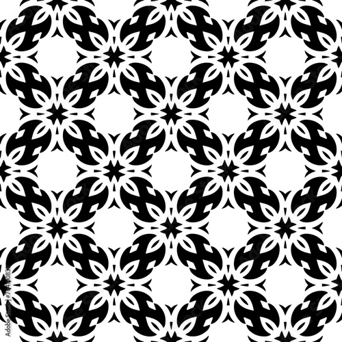 Monochrome pattern, Abstract texture for fabric print, card, table cloth, furniture, banner, cover, invitation, decoration, wrapping.seamless repeating pattern.Black and white color. © t2k4