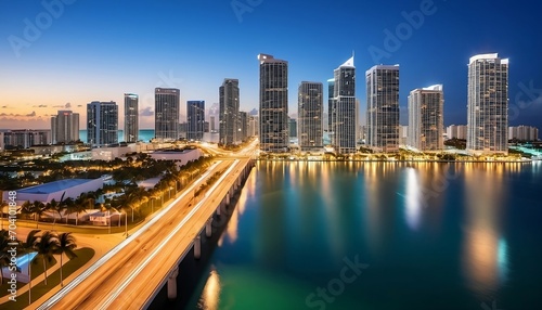 Downtown of the city of Miami, USA. Generative AI © Copper