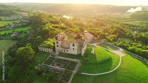 Aerial view of the ruins of the Discalced Carmelite Monastery in Zagorz, Poland photo