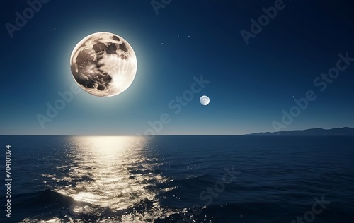 Moon and the sea. Generative AI