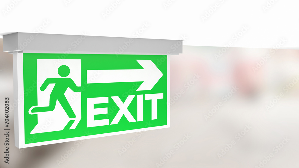 The exit sign for Background concept 3d rendering