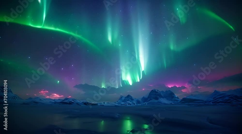 aurora borealis over the lake photo
