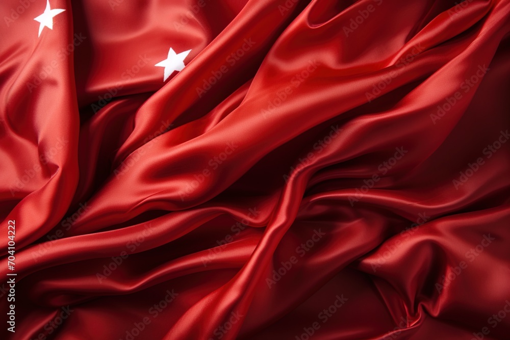 Obraz premium Red Silk With White Stars