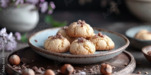 Baci di Dama Culinary Elegance, A Visual Symphony of Hazelnut Cookies - Embracing Sweet Bliss in Every Delicate Bite - Artisanal Charm - Soft, Gentle Lighting Creating a Captivating Atmosphere