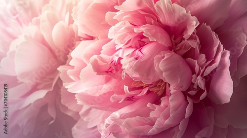 Fluffy pink peonies flowers background  Peony flower pink banner.