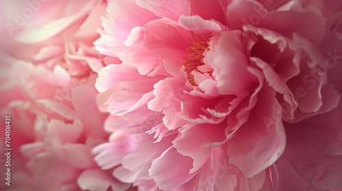 Fluffy pink peonies flowers background, Peony flower pink banner. © JW Studio