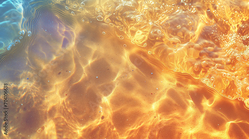 Reflet de l'eau et vision du sable iridescent à travers l'eau de la mer ou de l'océan au bord de la plage
